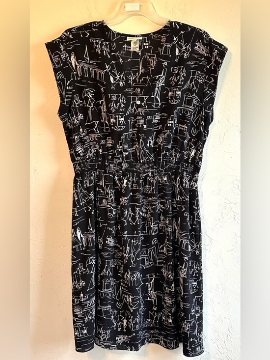 Kate & Lily Dresses & Skirts - Kate & Lily Black/White Venice Paris Print Flowy Comfy Travel Midi Dress Sz 2X